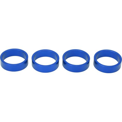 Lot de 4 entretoises de guidon et de potence en alliage d'aluminium pour vélo de route et VTT (28,6 x 10 mm / 1,13 x 0,39 po), bleu (1/5)