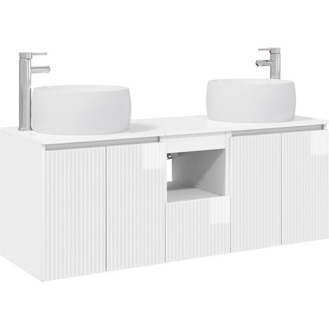 Bathroom Cabinet Set 3 pcs High Gloss White 49.5 x 44.5 x 66 cm vidaXL (1/5)