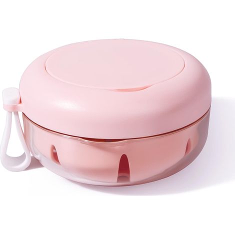 Boîte de rangement pour prothèses dentaires, absolument étanche, indispensable en voyage, coupelle pour prothèses dentaires avec filtre et miroir (rose) (1/4)