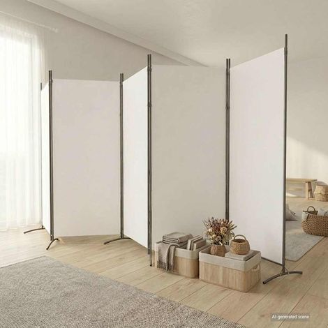 Cloison de séparation 5 panneaux-Paravent-Séparateur de pièce Blanc 433x180 cm Tissu (1/5)