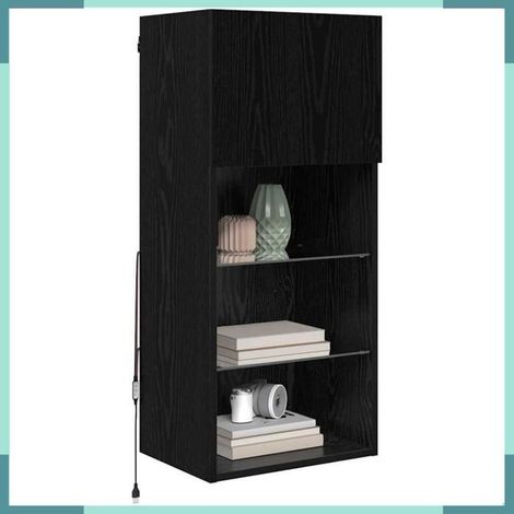 882958 Meuble TV mural Chêne noir 40,5 x 30 x 90 cm Bois d'ingénierie (1/5)