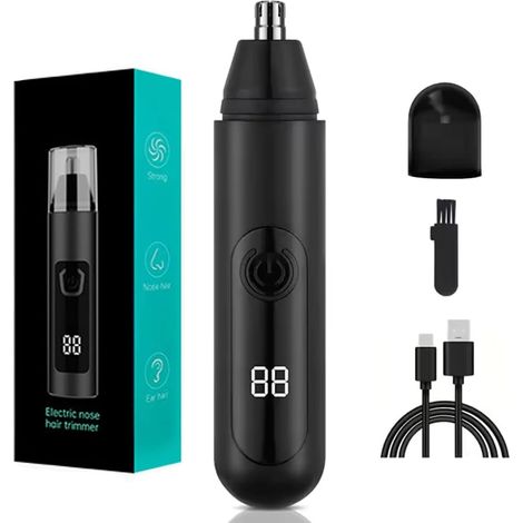Tondeuse Nez, Tondeuse Nez Oreilles Homme avec Lame à Double Tranchant, USB Rechargeable avec Affichage de Puissance LED, Professionnel Indolore, IPX7 Imperméable (1/5)