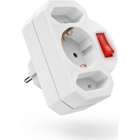Adaptateur secteur 1 vers 3 avec prise à interrupteur, convertisseur de courant standard allemand, prise standard européenne, adaptateur secteur turc et portugais (1/2)
