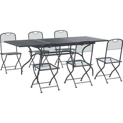 Maison Exclusive - Garten Essgruppe 7 pcs Anthrazit 212 x 90 x 76