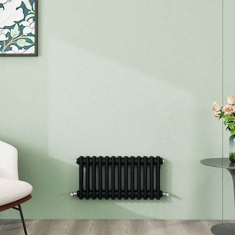 AICA 300x605mm 2 Column Horizontal Black Radiator Central Heating Cast Iron Style