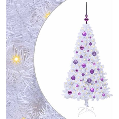 Sapin de Noël artificiel avec 150 lumières LED blanches, 120 cm de haut, en PVC et acier. (1/5)