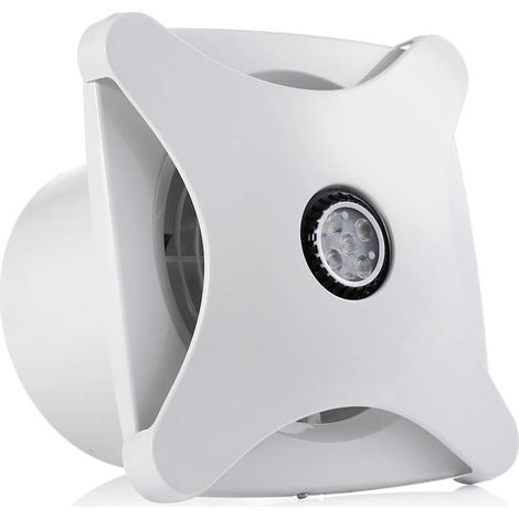 Ventilateur Extracteur - 150 mm - Mural ou Plafond - Avec Obturateur Arrière et LED - Pour Salle de Bains et Chambre à Coucher - 1 Pièce