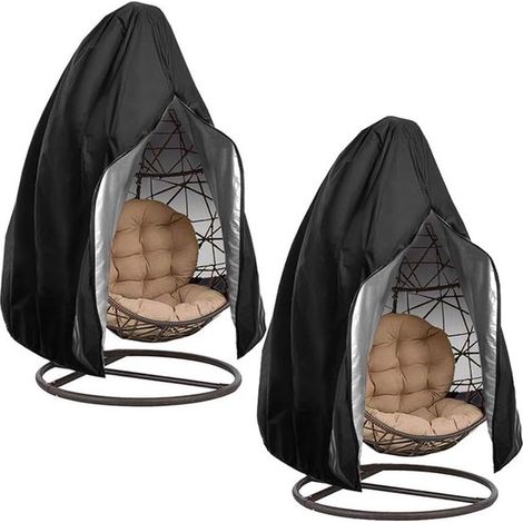 【Mejorado】Fundas para sillas de patio con forma de huevo y cremallera,75" x 45",color negro,juego de 2 (1/5)