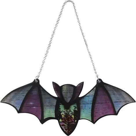 Décoration de fenêtre chauve-souris Halloween pendentif solaire effet réfléchissant vitrail coloré ornement fenêtre extérieur (1/5)