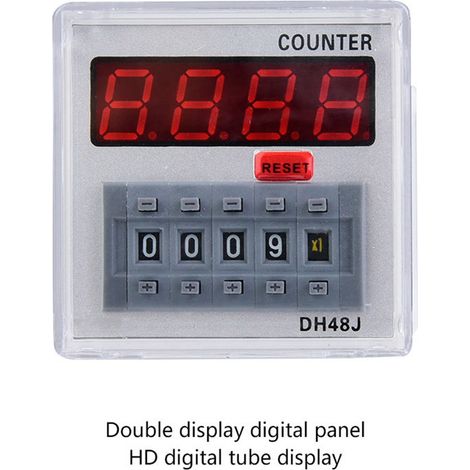 DH48J‑A Compteur numérique relais temporisé afficheur LED 1‑999900 11 broches (24V AC/DC) (1/5)