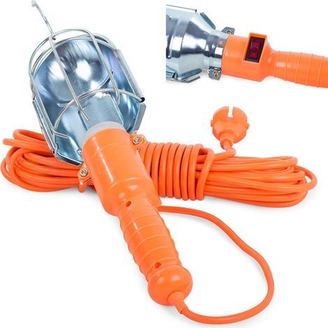 Tragbare 230-V-Garagenleuchte mit Haken – E27-Fassung bis 60 W – Arbeitsleuchte mit 5 m Kabel – Ein-/Ausschalter – CE-zertifizierte Werkstatt-/Baustellenleuchte – Leuchtmittel nicht enthalten (1/5)