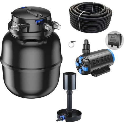 Druckteichfilter Set CPU 50000 regelbare Eco Pumpe 10m Schlauch Standskimmer Nr.60