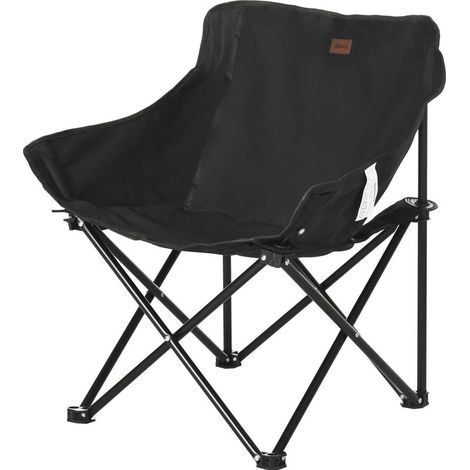 Chaise de camping pliable avec sac de transport et pochette latérale compact ultra légère noir (1/5)