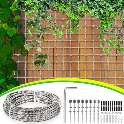 Randaco Edelstahl Rankhilfe Drahtseil Set – Kletterhilfe Seilsystem für Pflanzen, Garten Rankhilfe & Wäscheleine 12m x 3mm (1/5)
