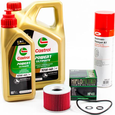 Kit Entretien Vidange pour KAWASAKI ZEPHYR 1100 de 1992 à 1996 - CASTROL POWER 1 ULTIMATE 10W-40 5L