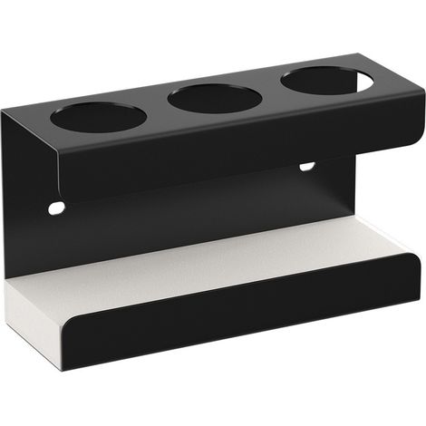 Soporte para cepillo de dientes eléctrico, no requiere perforación, color negro, 3 ranuras para cepillos de dientes, estante de almacenamiento (1/5)