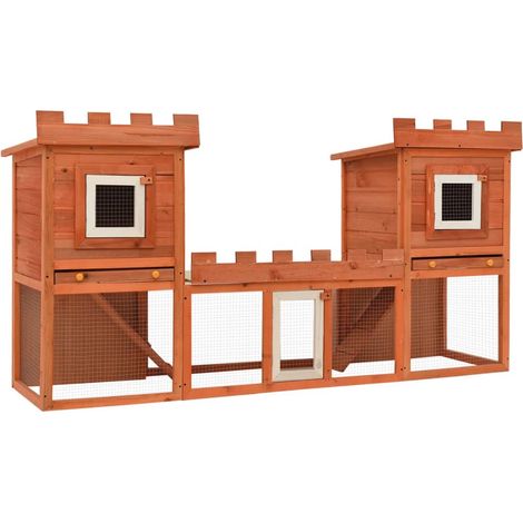 Vidaxl – Clapier large extérieur 192x50x101 cm – Cadre en bois de pin – 2 niveaux avec échelles – Convient aux lapins – Treillis métallique durable