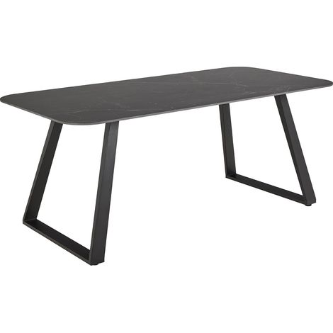Table à manger rectangulaire 180x90x75 cm en céramique noir