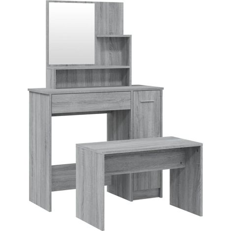 Maison Exclusive - Schminktisch-Set Grau Sonoma 86,5x35x136 cm
