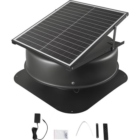 VEVOR Ventilateur Extraction de Toit Solaire 42 W avec Thermostat Intelligent, Telecommande, Flux deAir 2800 CFM, Moteur a Courant Continu sans Balais Integre pour Refroidissement Ventilation Grenier
