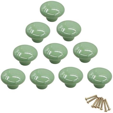 Lot de 10 boutons de placard ronds colorés en céramique à trou unique pour tiroir, placard, commode, porte (1/5)
