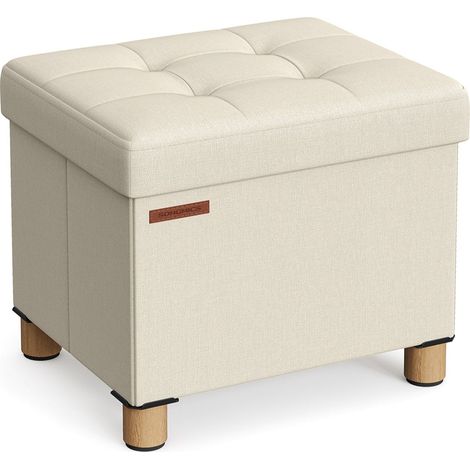 Puf caja de almacenamiento taburete con reposapiés banco plegable con almacenamiento 32 x 40 x 335 cm para sala de estar dormitorio beige 120007283 (1/4)