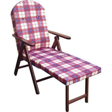 Poltrona relax da interno in legno regolabile in 4 posizioni con cuscino e prolunga poggiapiedi Padova - Red (1/4)
