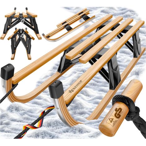 KESSER® Luge pliable en hêtre, avec dossier - Noir, sans dossier (1/5)