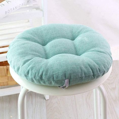 Coussin en lin, épais et rond, doux et respirant, idéal pour les chaises de salle à manger, de bureau ou les tatamis. Diamètre : 40 cm. (1/4)