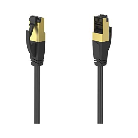 Hama Cavo rete Patch 8p8c M (RJ 45)/8p8c M (RJ 45), CAT 8, STP, connettori dorati, 40 Gbit/s, 1,5 metri, nero (1/4)