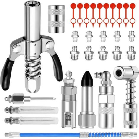 28-teiliges Fettschmierset – Fettpumpe mit flexibler Düse und Universalanschlüssen – für die mechanische Wartung (1/5)