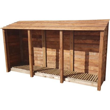 Wooden Log Store, W335xH180cm (Brown finish)