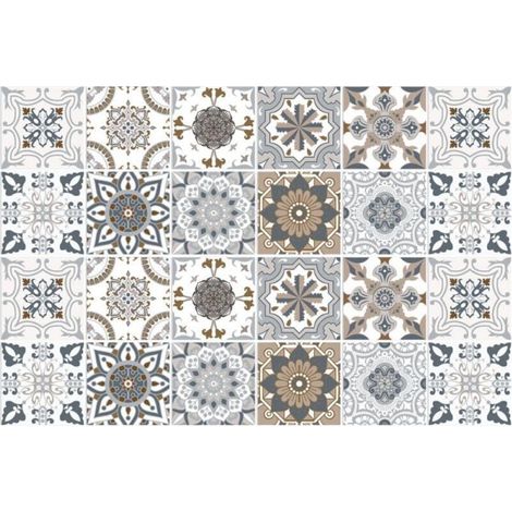 Sticker mural adhésif 10 x 10 cm - Style industriel brique - lot de 24 - résistant à l'eau et à la chaleur - facile à poser et à couper (1/5)