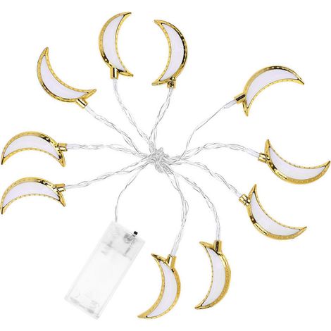 Guirlande lumineuse lune de 1,5 m avec 10 LED, idéale pour le Ramadan, l'Aïd, les fêtes et les mariages. Décoration lumineuse pour toutes les occasions. (1/5)
