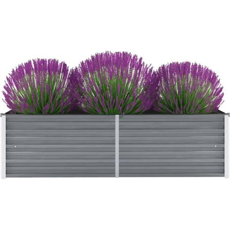 Lit surélevé de jardin Acier galvanisé 160x40x45 cm Gris (1/5)