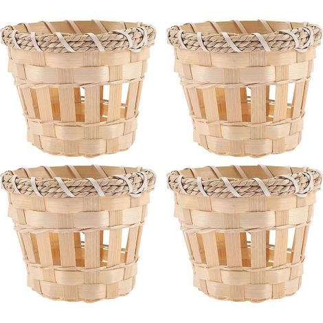 Lot de 4 abat-jour cylindriques en bambou pour lampe d'intérieur ou plafonnier.-10.50X10.50X8.00CM-Light Yellow (1/4)