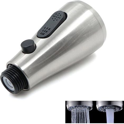 Robinet évier Cuisine Rechange Robinet - Douchette robinet extractible en plastique, finition brossée, prend, (pulvérisation, débit) (1/4)