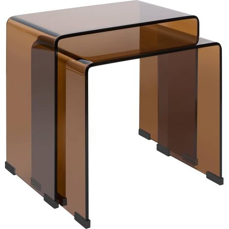 Lot de 2 Tables d'Appoint Gigognes "Lenia" 47cm Ambre (1/5)