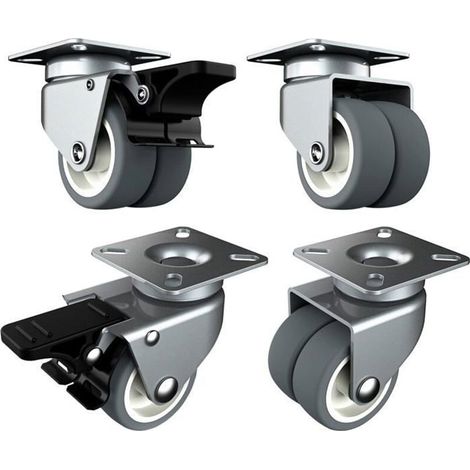 Roulette Charge Lourde de 50mm Roulettes pour Meubles avec Frein de Sécurité pour Charges Lourdes Capacité -2 avec Frein et 2 sans (1/5)
