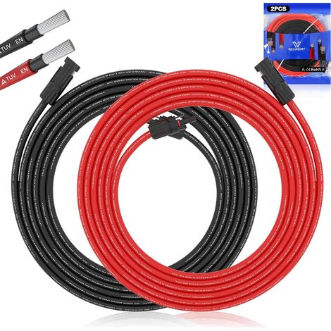 Kit Panneau Solaire 9m - Rallonge Câble en Cuivre Étamé 9 AWG (6mm²) - Résistant aux Intempéries, Rouille, Oxydation - Fil 1,500V (1/5)