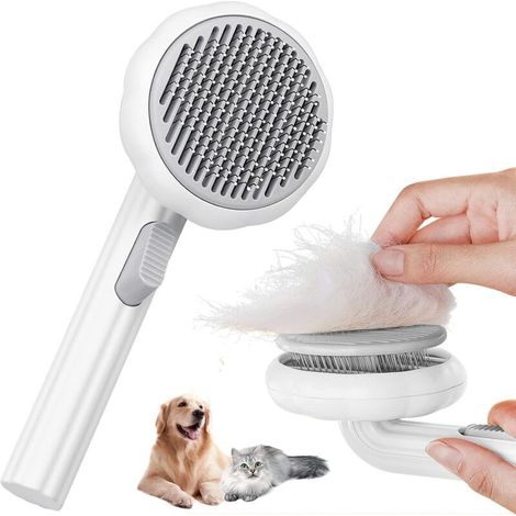 Selbstreinigende Bürste für Katzen und Hunde mit kurzem oder langem Fell, Kürbisdesign, mit Haarauswurf - Crezuo