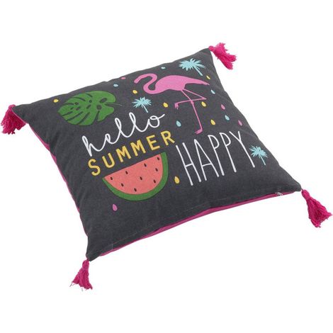 Coussin Déco Déhoussable "Ibiza" 40x40cm Gris (1/3)