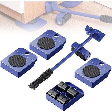 Ascenseur de meubles bleu, curseurs de meubles à roulettes, déménageurs de meubles, capacité de charge de 150 kg, déplacer facilement le canapé, robuste (1/5)