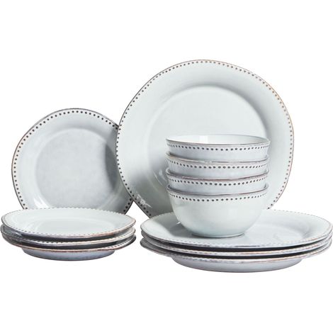 Set of 12 Dinnerware CHERVIL Stoneware Light Blue (1/5)