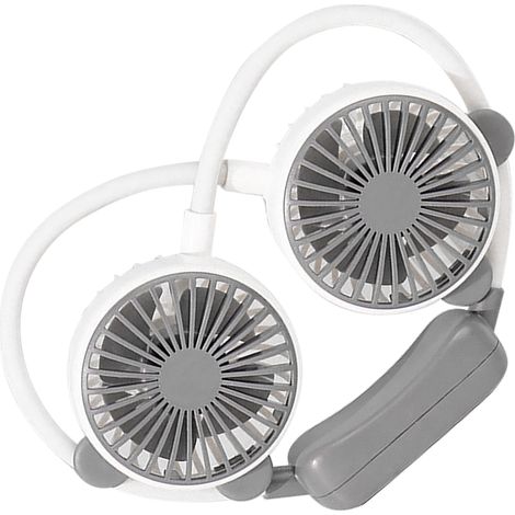 Ventilateur de cou portable, pliable, rechargeable par USB, mains libres, mini ventilateur suspendu pour le bureau et les voyages, blanc (1/5)