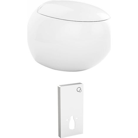 Pack WC suspendu en céramique blanc avec bâti-support décoratif - HURO II