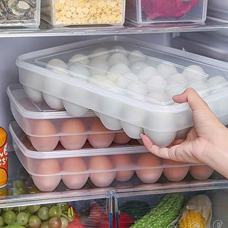 Boîte de rangement pour œufs à 34 compartiments, boîte de conservation pour réfrigérateur à œufs, boîte transparente pour la cuisine, étagère à œufs (1/5)