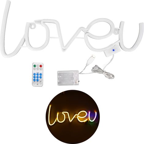 Panneau lumineux LED Néon LOVEU 18 touches 8 modes minuterie télécommande USB décoration maison 300LM blanc chaud + lumière colorée (1/5)