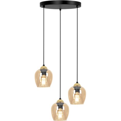 Suspension TULA cônes verre ambre dorée 3xE27 Kaja (1/5)