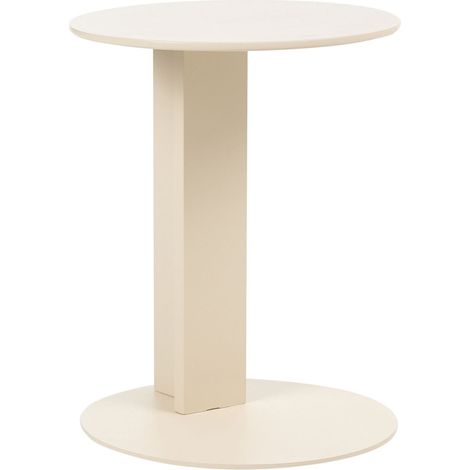 Garden Side Table Beige Steel 40 cm Powder Coated All-Weather Modern Style Outdoor Furniture Round VANZAGO (1/5)